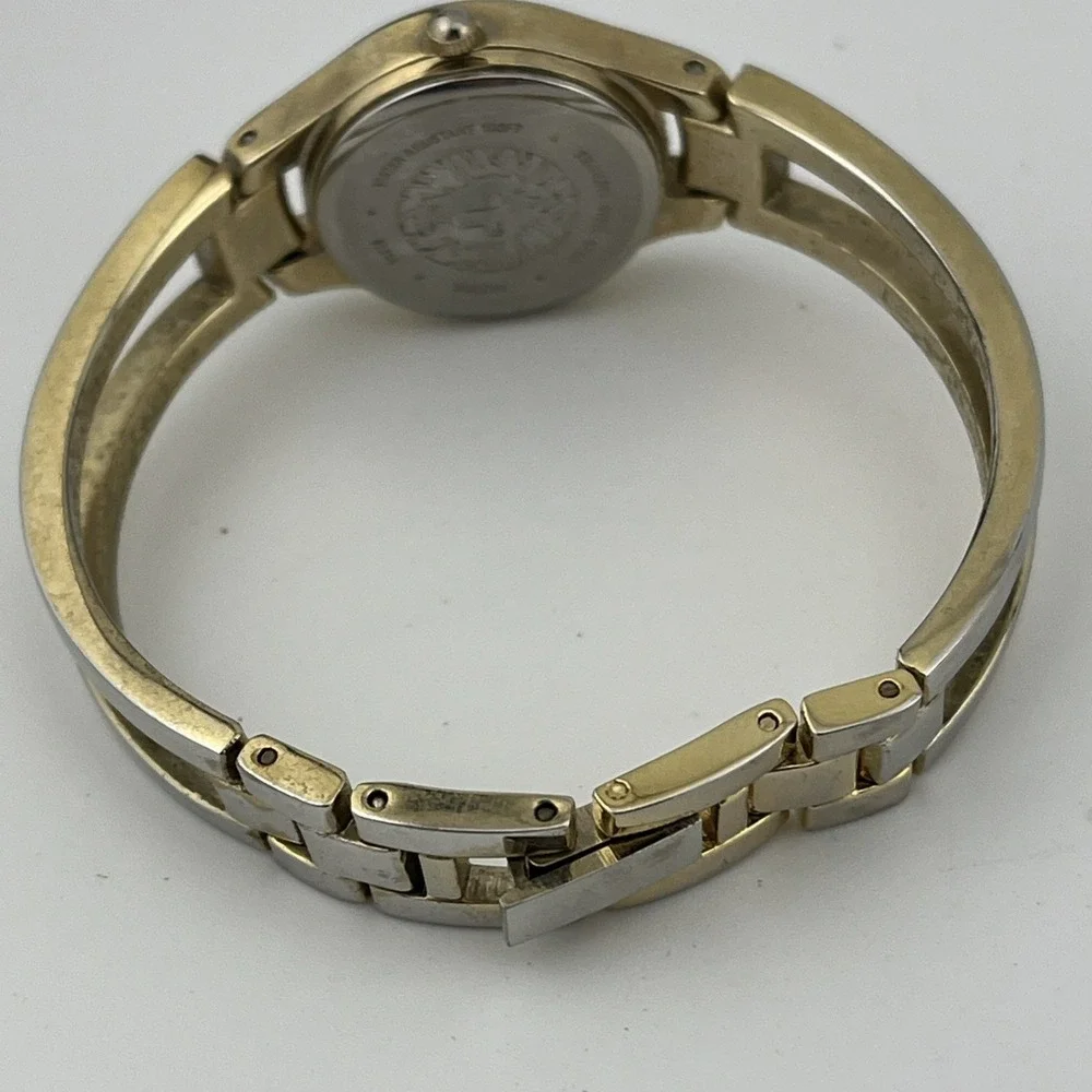 Anne Klein Diamond Watch Women 22mm Two Tone Case MOP Dial 6.5